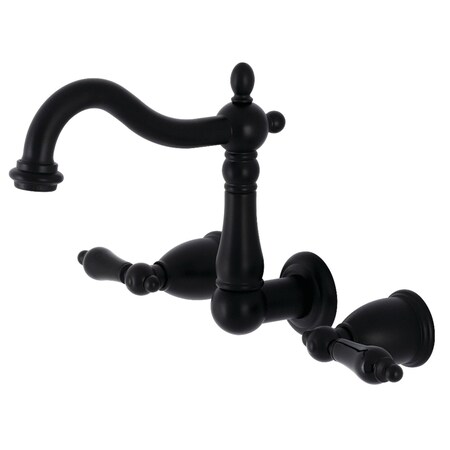 Kingston Brass KS1250PKL Duchess Two-Handle Wall Mount Bathroom Faucet, Matte Black KS1250PKL